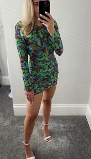 Vestido drapeado estampado Zara Talla M