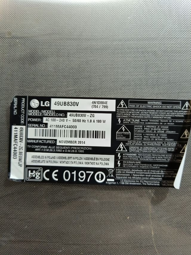 Lg49UB830V repuestos 