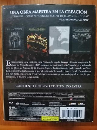juego de tronos bluray 1a a 4a temporada