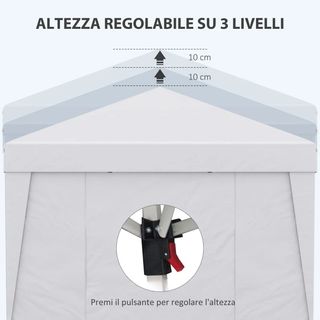 Gazebo Pieghevole 3x3 m con Altezza Regolabile, co