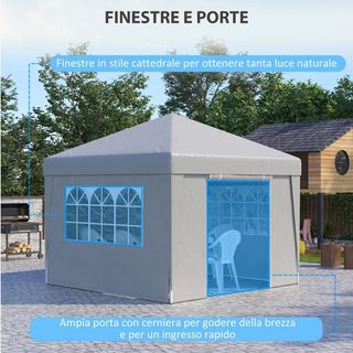 Gazebo Pieghevole 3x3 m con Altezza Regolabile, co