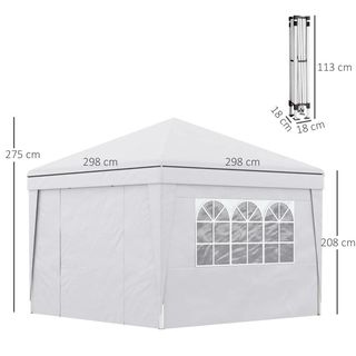 Gazebo Pieghevole 3x3 m con Altezza Regolabile, co