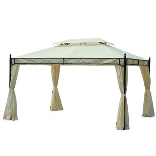  Gazebo da Giardino 3x4m in Acciaio con Doppio Tet