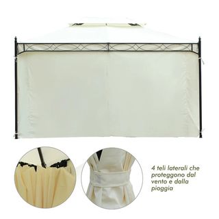  Gazebo da Giardino 3x4m in Acciaio con Doppio Tet