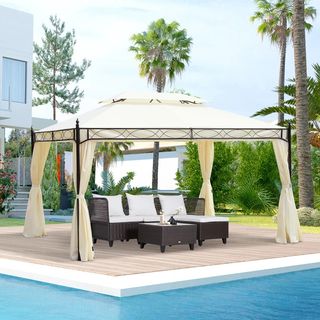  Gazebo da Giardino 3x4m in Acciaio con Doppio Tet