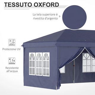 Gazebo 6x3 m Pieghevole da Giardino, in Acciaio e 