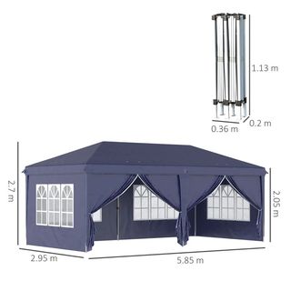 Gazebo 6x3 m Pieghevole da Giardino, in Acciaio e 
