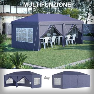 Gazebo 6x3 m Pieghevole da Giardino, in Acciaio e 