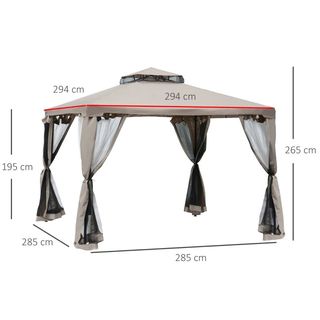 Gazebo da Giardino 3x3m con Zanzariera, Struttura 