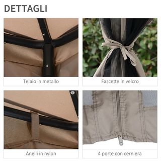 Gazebo da Giardino 3x3m con Zanzariera, Struttura 