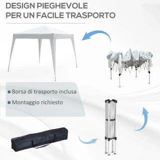Gazebo Pieghevole da Giardino 2.4x2.4m co