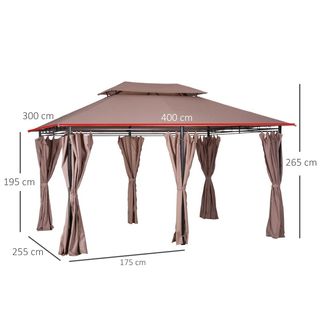 Gazebo da Giardino 4x3m con Doppio Tetto 