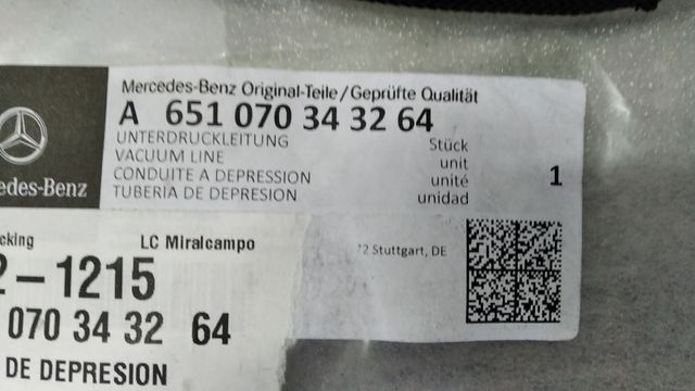 Tubería Depresión Motor Mercedes C220 CDI W204
