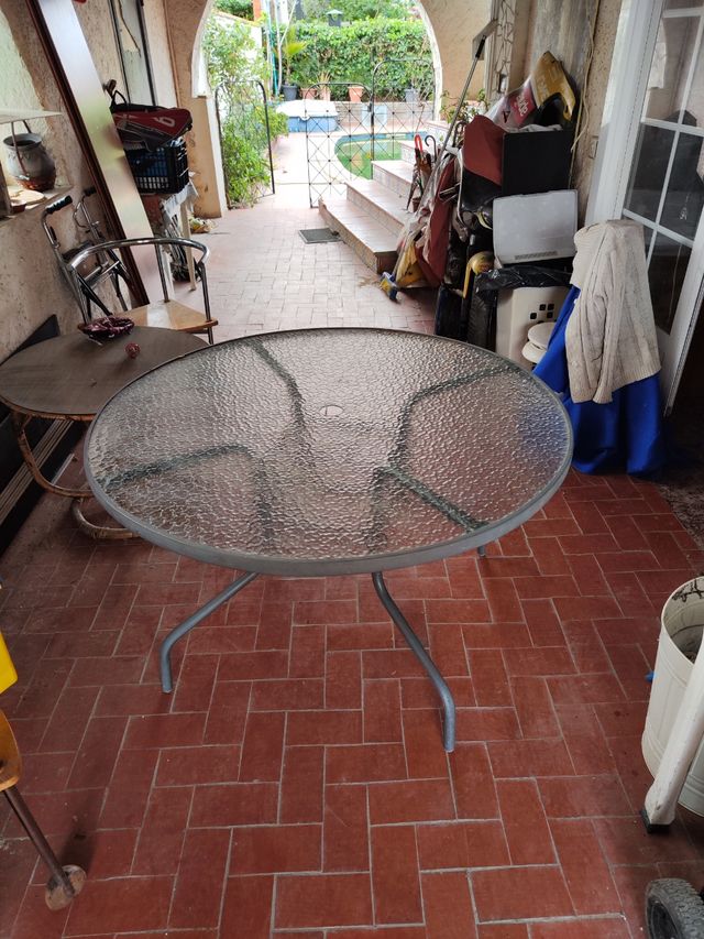 Mesa redonda cristal exterior 