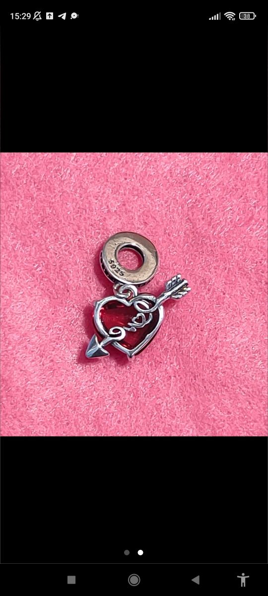 Charm Corazón y flecha plata nuevo