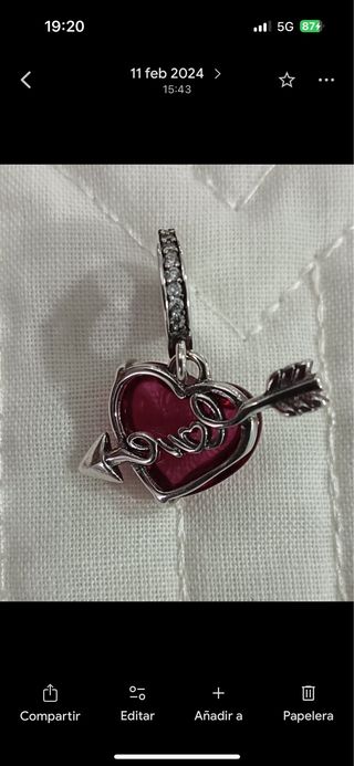 Charm Corazón y flecha plata nuevo