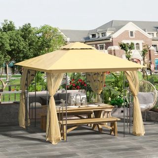  Gazebo da Giardino 3x3m con Zanzariera, Telaio in