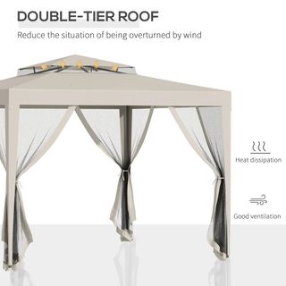 Gazebo da Giardino 3x3m con Zanzariera, Doppio Tet