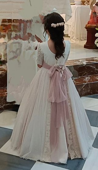 VESTIDO COMUNIÓN DE ROSA CLARÁ