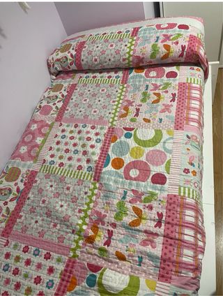 Colcha juvenil cama 90 reversible  cojin