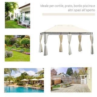 Gazebo da Giardino 4x3m con 6 Pareti Rimovibili in