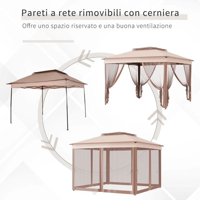 Gazebo da Giardino 3.3x3.3 m in Acciaio e Polieste