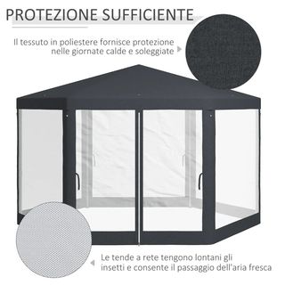  Gazebo da Giardino Esagonale con Doppio Ingresso,