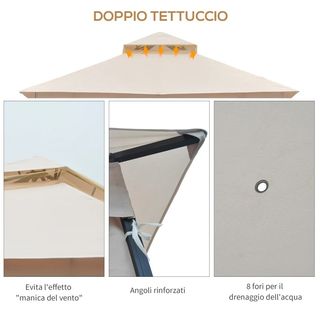 Gazebo da Giardino 3x3m in Metallo con Zanzariere 