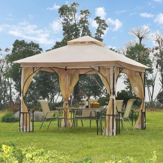 Gazebo da Giardino 3x3m in Metallo con Zanzariere 