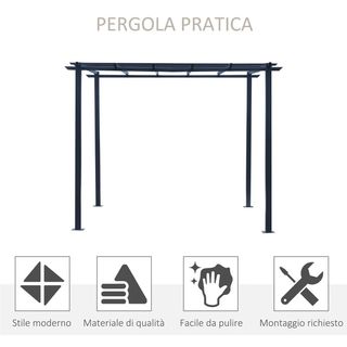 Gazebo Pergola da Giardino 3x3m Decorabile con Ra