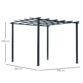 Gazebo Pergola da Giardino 3x3m Decorabile con Ra