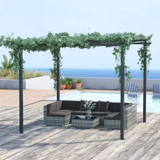 Gazebo Pergola da Giardino 3x3m Decorabile con Ra