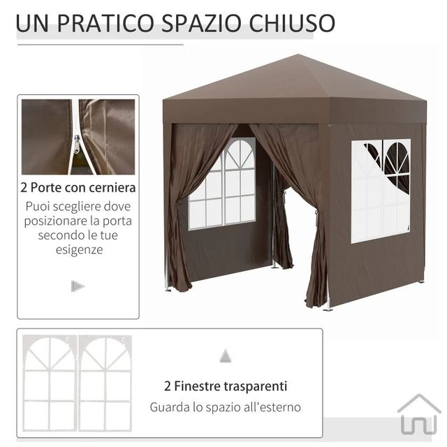 Gazebo 2x2 m Pieghevole con 4 Pareti Rimovibili e