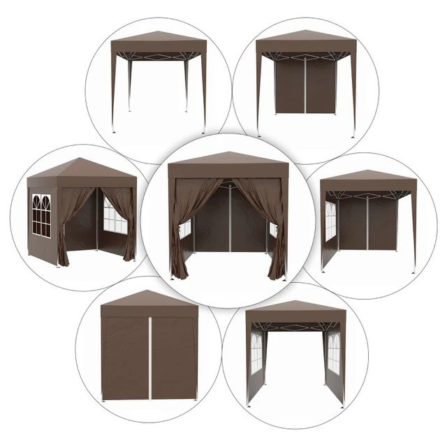 Gazebo 2x2 m Pieghevole con 4 Pareti Rimovibili e