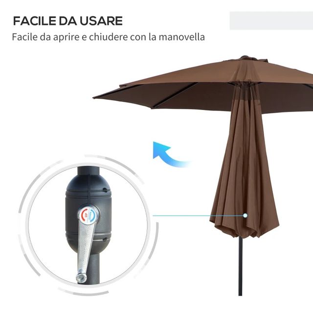 Ombrellone da Giardino 3x2.5 m Inclinabile con Pal