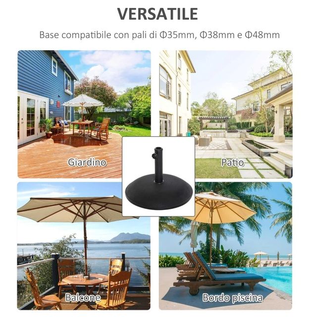 Base per Ombrellone da Giardino in Cemento con Pal