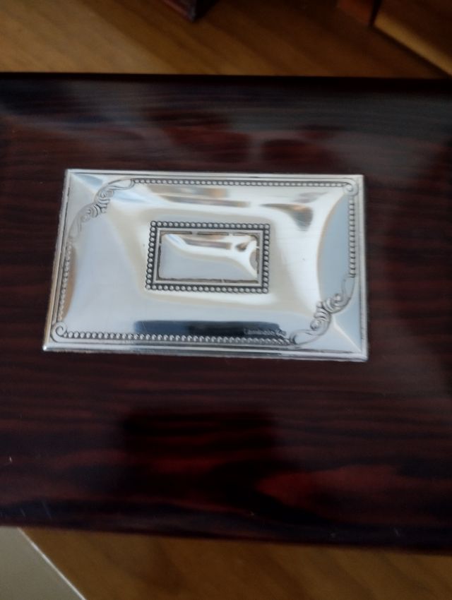 Portagioie carillon in mogano e argento