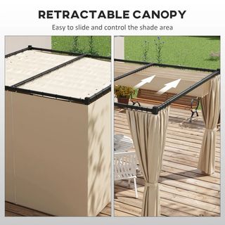  Pergola da Giardino con Tetto Retrattile e Tende,