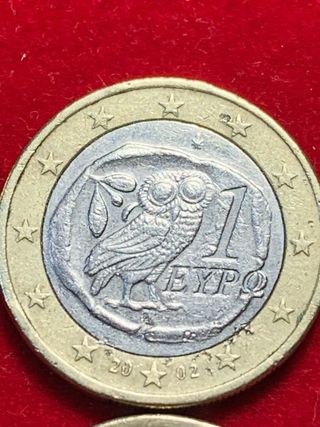 Moneda 1€ griega acuñada en finlandia 2002