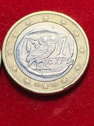 Moneda 1€ griega acuñada en finlandia 2002