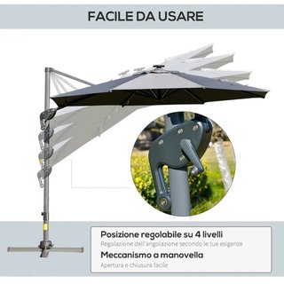 Ombrellone a Braccio per Esterno con Luci a LED e