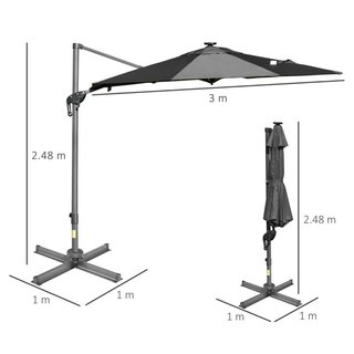 Ombrellone a Braccio per Esterno con Luci a LED e