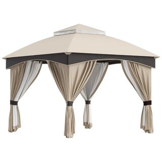 Gazebo da Giardino 3x3m in Acciaio con Doppio Tett