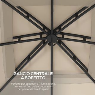 Gazebo da Giardino 3x3m in Acciaio con Doppio Tett