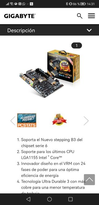 Placa base gigabyte mas procesador i7