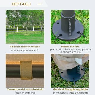  Gazebo da Giardino 3x3m in Metallo con Zanzariera