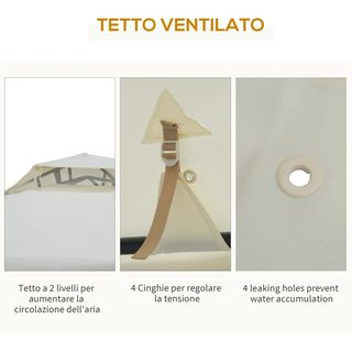 Gazebo da Giardino 3x3m con Zanzariera, Struttura 