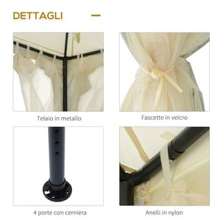 Gazebo da Giardino 3x3m con Zanzariera, Struttura 