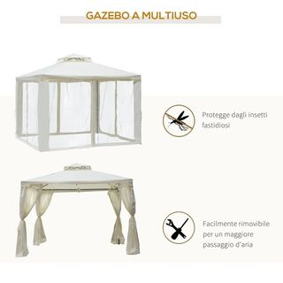 Gazebo da Giardino 3x3m con Zanzariera, Struttura 