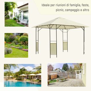 Gazebo da Giardino 3x3m in Metallo Nero con Tettuc